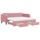daybed med udtræk og skuffer 90x200 cm velour lyserød - xlshop.dk