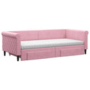 daybed med udtræk og skuffer 90x200 cm velour lyserød - xlshop.dk