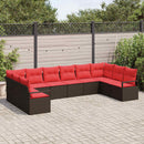 Havesofa Sæt med pude 10 pcs Brun og Rød polyrattan - xlshop.dk