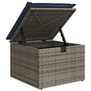 Havefodskammel med pude Grå 55 x 55 x 37 cm polyrattan