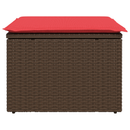 haveskammel med hynde brun 55x55x37 cm polyrattan