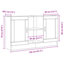 Sideboard Sort eg 120 x 30,5 x 70 cm Konstrueret træ
