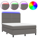 kontinentalseng med LED-lys 140x190 cm kunstlæder grå - xlshop.dk