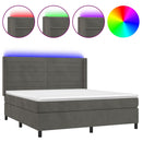 kontinentalseng med LED-lys 160x200 cm fløjl mørkegrå - xlshop.dk