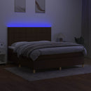 kontinentalseng med LED-lys 160x200 cm stof mørkebrun - xlshop.dk