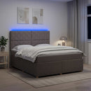 LED boksmadrasseng med madras Gråbrun 140 x 190 cm Stof - xlshop.dk