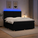 LED boksmadrasseng med madras Sort 140 x 190 cm Stof - xlshop.dk