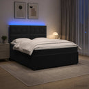 LED boksmadrasseng med madras Sort 160 x 200 cm Fløjl - xlshop.dk
