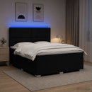 LED boksmadrasseng med madras Sort 160 x 200 cm Stof - xlshop.dk
