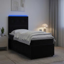 LED boksmadrasseng med madras Sort 80 x 200 cm Fløjl - xlshop.dk