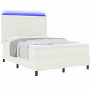 LED Box Spring Bed Creme og hvid 160 x 200 cm Velourstof - xlshop.dk