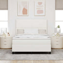 LED Box Spring Bed Creme og hvid 160 x 200 cm Velourstof - xlshop.dk