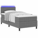 LED Box Spring Bed Lys Grå og Hvid 100 x 200 cm Velourstof - xlshop.dk