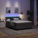 LED Box Spring Bed Lys Grå og Hvid 160 x 200 cm Velourstof - xlshop.dk