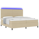 LED Box Spring Bed Lys Grå og Hvid 200 x 200 cm Velourstof - xlshop.dk