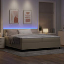 LED Box Spring Bed Lys Grå og Hvid 200 x 200 cm Velourstof - xlshop.dk