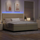 LED Box Spring Bed Lys Grå og Hvid 200 x 200 cm Velourstof - xlshop.dk