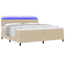 LED Box Spring Bed Lys Grå og Hvid 200 x 200 cm Velourstof - xlshop.dk