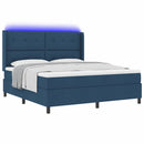 LED Box Spring Bed med hovedgærde Blå 180 x 200 cm Stof - xlshop.dk