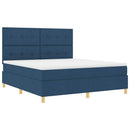 LED Box Spring Bed med hovedgærde Blå 180 x 200 cm Stof - xlshop.dk