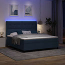 LED Box Spring Bed med hovedgærde Blå 180 x 200 cm Stof - xlshop.dk