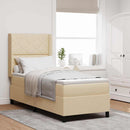 LED Box Spring Bed med hovedgærde Creme 80 x 200 cm Stof - xlshop.dk