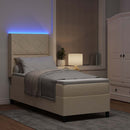 LED Box Spring Bed med hovedgærde Creme 80 x 200 cm Stof - xlshop.dk