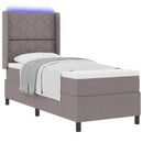LED Box Spring Bed med hovedgærde Gråbrun 80 x 200 cm Stof - xlshop.dk