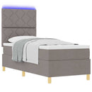 LED Box Spring Bed med hovedgærde Gråbrun 80 x 200 cm Stof - xlshop.dk