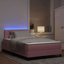LED Box Spring Bed med hovedgærde Lyserød 120 x 200 cm Fløjl - xlshop.dk