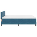LED Box Spring Bed med hovedgærde Mørk blå 140 x 200 cm Fløjl - xlshop.dk