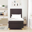 LED Box Spring Bed med hovedgærde Mørk Brun 100 x 200 cm Stof - xlshop.dk