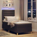 LED Box Spring Bed med hovedgærde Mørk Brun 100 x 200 cm Stof - xlshop.dk