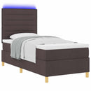 LED Box Spring Bed med hovedgærde Mørk Brun 100 x 200 cm Stof - xlshop.dk