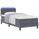 LED Box Spring Bed med hovedgærde Mørkegrå 100 x 200 cm Fløjl - xlshop.dk