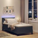 LED Box Spring Bed med hovedgærde Mørkegrå 100 x 200 cm Fløjl - xlshop.dk