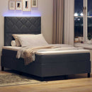 LED Box Spring Bed med hovedgærde Mørkegrå 120 x 190 cm Fløjl - xlshop.dk