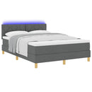 LED Box Spring Bed med hovedgærde Mørkegrå 140 x 190 cm Stof - xlshop.dk