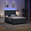 LED Box Spring Bed med hovedgærde Mørkegrå 140 x 200 cm Fløjl - xlshop.dk