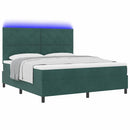 LED Box Spring Bed med hovedgærde Mørkegrøn 180 x 200 cm Fløjl - xlshop.dk