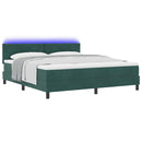 LED Box Spring Bed med hovedgærde Mørkegrøn 180 x 200 cm Fløjl - xlshop.dk