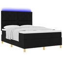 LED Box Spring Bed med hovedgærde Sort 140 x 190 cm Stof - xlshop.dk