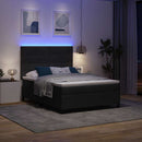 LED Box Spring Bed med hovedgærde Sort 160 x 200 cm Fløjl - xlshop.dk