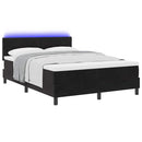 LED Box Spring Bed med hovedgærde Sort 160 x 200 cm Fløjl - xlshop.dk