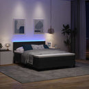 LED Box Spring Bed med hovedgærde Sort 160 x 200 cm Fløjl - xlshop.dk