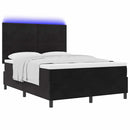LED Box Spring Bed med hovedgærde Sort 160 x 200 cm Fløjl - xlshop.dk