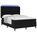 LED Box Spring Bed med hovedgærde Sort 160 x 200 cm Stof - xlshop.dk