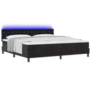 LED Box Spring Bed med hovedgærde Sort 200 x 200 cm Fløjl - xlshop.dk