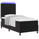 LED Box Spring Bed med hovedgærde Sort 80 x 200 cm Fløjl - xlshop.dk