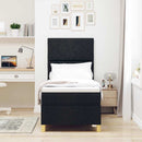 LED Box Spring Bed med hovedgærde Sort 80 x 200 cm Stof - xlshop.dk